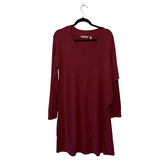 Soft Surroundings S (6-8) long sleeve tunic top contemporary minimalist burgundy - Picture 1 of 7